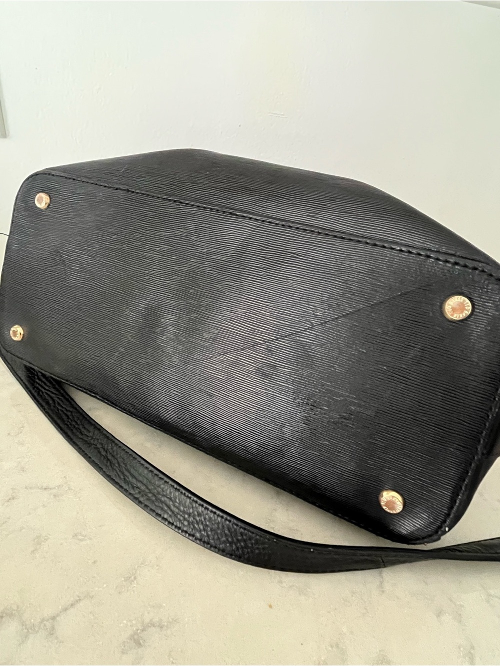 Ted Baker Black Leather Tote Satchel Handles Crossbody - Picture 8 of 9